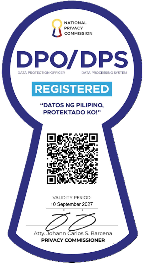 National Privacy Commission DPO and DPS Registered seal issued to Rockwell Leisure Club, Inc.